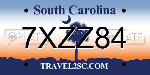 7XZZ84 South Carolina License Plate