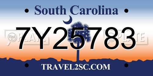 7Y25783 South Carolina License Plate