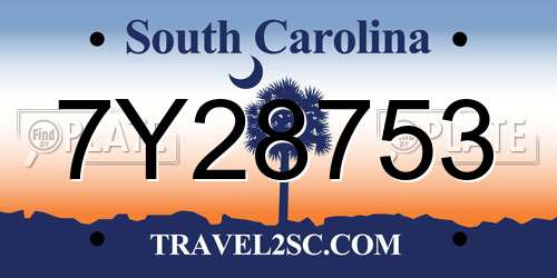 7Y28753 South Carolina License Plate