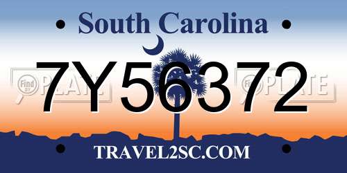 7Y56372 South Carolina License Plate