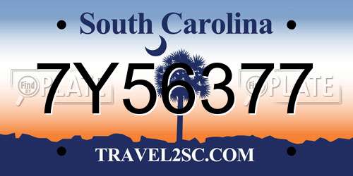 7Y56377 South Carolina License Plate