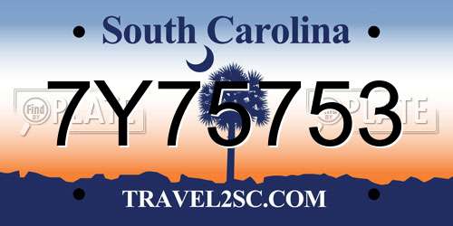 7Y75753 South Carolina License Plate