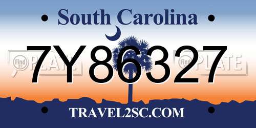 7Y86327 South Carolina License Plate