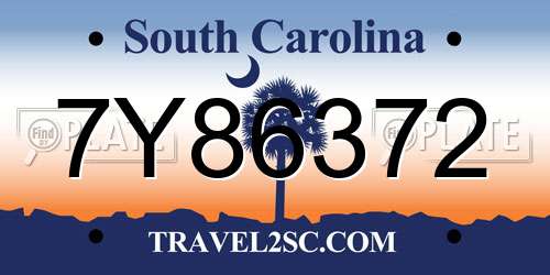 7Y86372 South Carolina License Plate