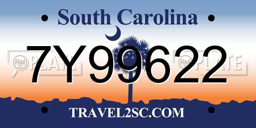 7Y99622 South Carolina License Plate