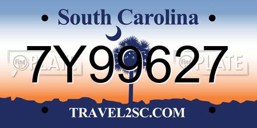 7Y99627 South Carolina License Plate