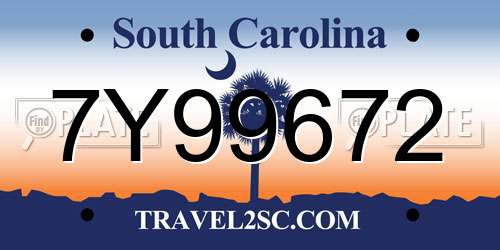 7Y99672 South Carolina License Plate