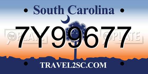 7Y99677 South Carolina License Plate