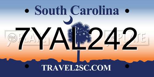 7YAL242 South Carolina License Plate