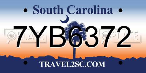 7YB6372 South Carolina License Plate