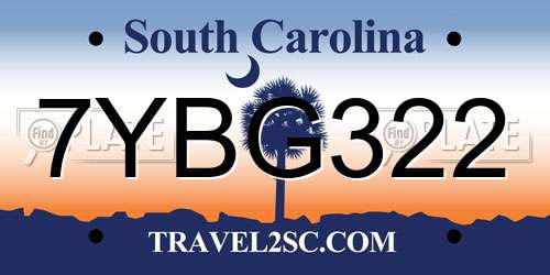 7YBG322 South Carolina License Plate