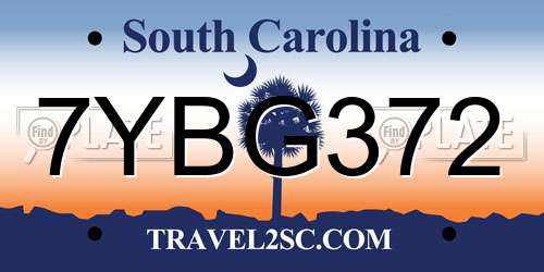 7YBG372 South Carolina License Plate