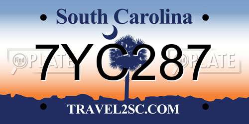 7YC287 South Carolina License Plate