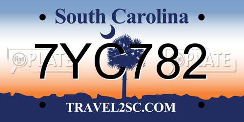 7YC782 South Carolina License Plate