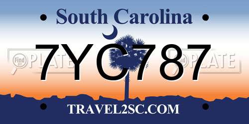 7YC787 South Carolina License Plate