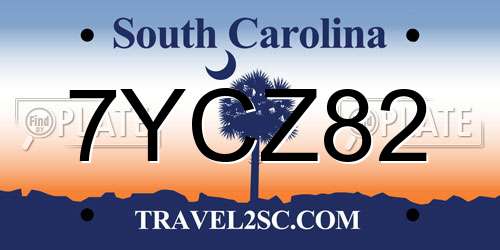 7YCZ82 South Carolina License Plate