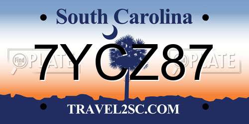 7YCZ87 South Carolina License Plate