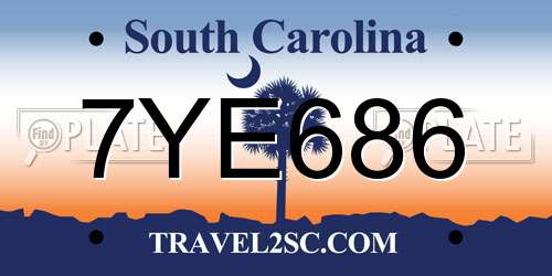 7YE686 South Carolina License Plate