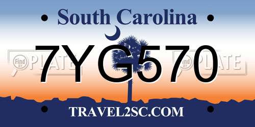 7YG570 South Carolina License Plate
