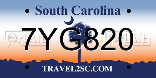 7YG820 South Carolina License Plate