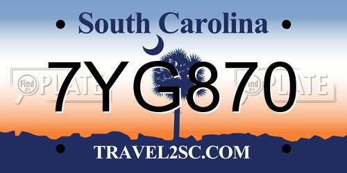 7YG870 South Carolina License Plate