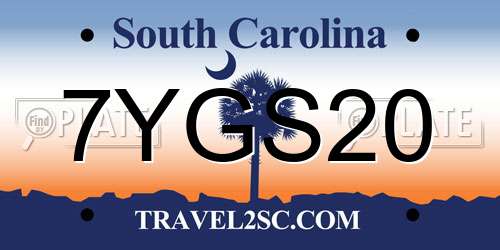 7YGS20 South Carolina License Plate