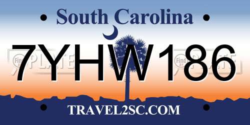 7YHW186 South Carolina License Plate
