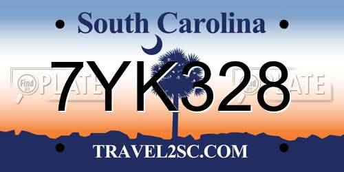 7YK328 South Carolina License Plate