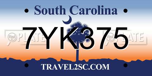 7YK375 South Carolina License Plate