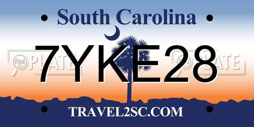 7YKE28 South Carolina License Plate