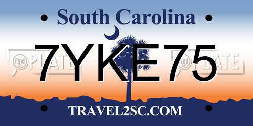 7YKE75 South Carolina License Plate