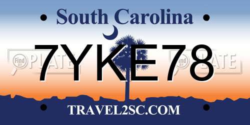 7YKE78 South Carolina License Plate