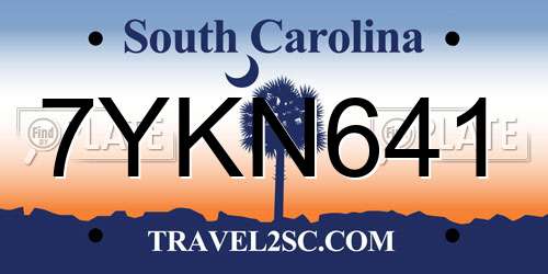 7YKN641 South Carolina License Plate