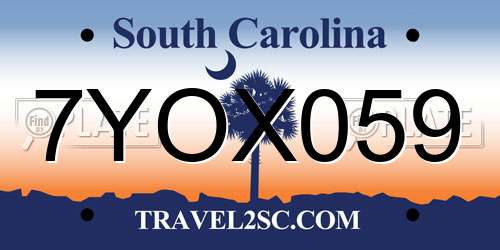 7YOX059 South Carolina License Plate