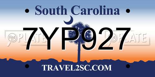 7YP927 South Carolina License Plate