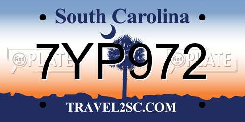 7YP972 South Carolina License Plate