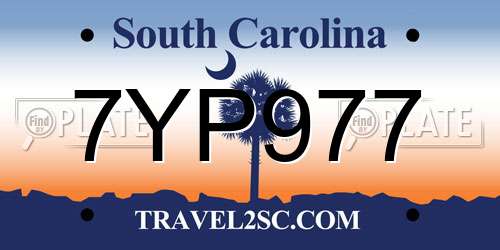 7YP977 South Carolina License Plate