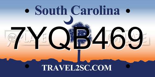 7YQB469 South Carolina License Plate
