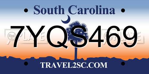 7YQS469 South Carolina License Plate