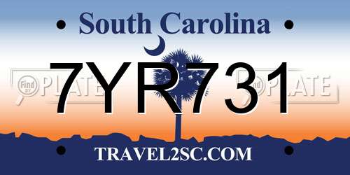 7YR731 South Carolina License Plate
