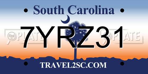 7YRZ31 South Carolina License Plate
