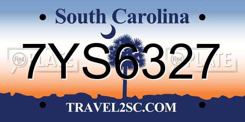 7YS6327 South Carolina License Plate