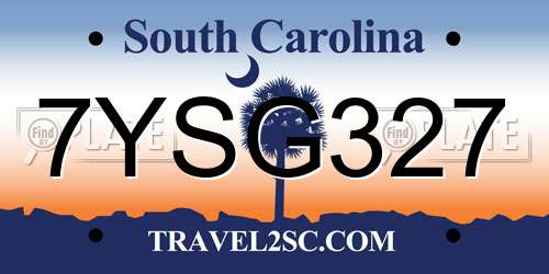 7YSG327 South Carolina License Plate