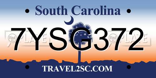 7YSG372 South Carolina License Plate