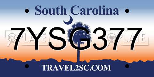 7YSG377 South Carolina License Plate