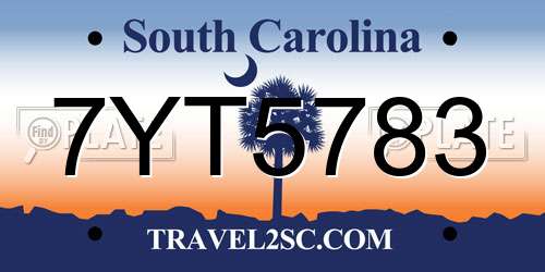 7YT5783 South Carolina License Plate