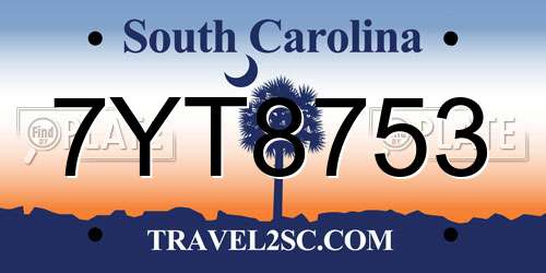 7YT8753 South Carolina License Plate