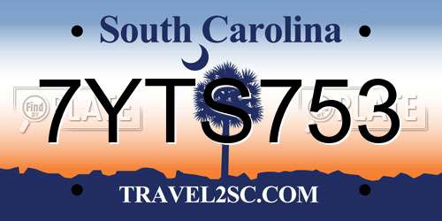 7YTS753 South Carolina License Plate