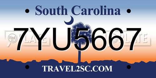 7YU5667 South Carolina License Plate