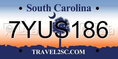 7YUS186 South Carolina License Plate